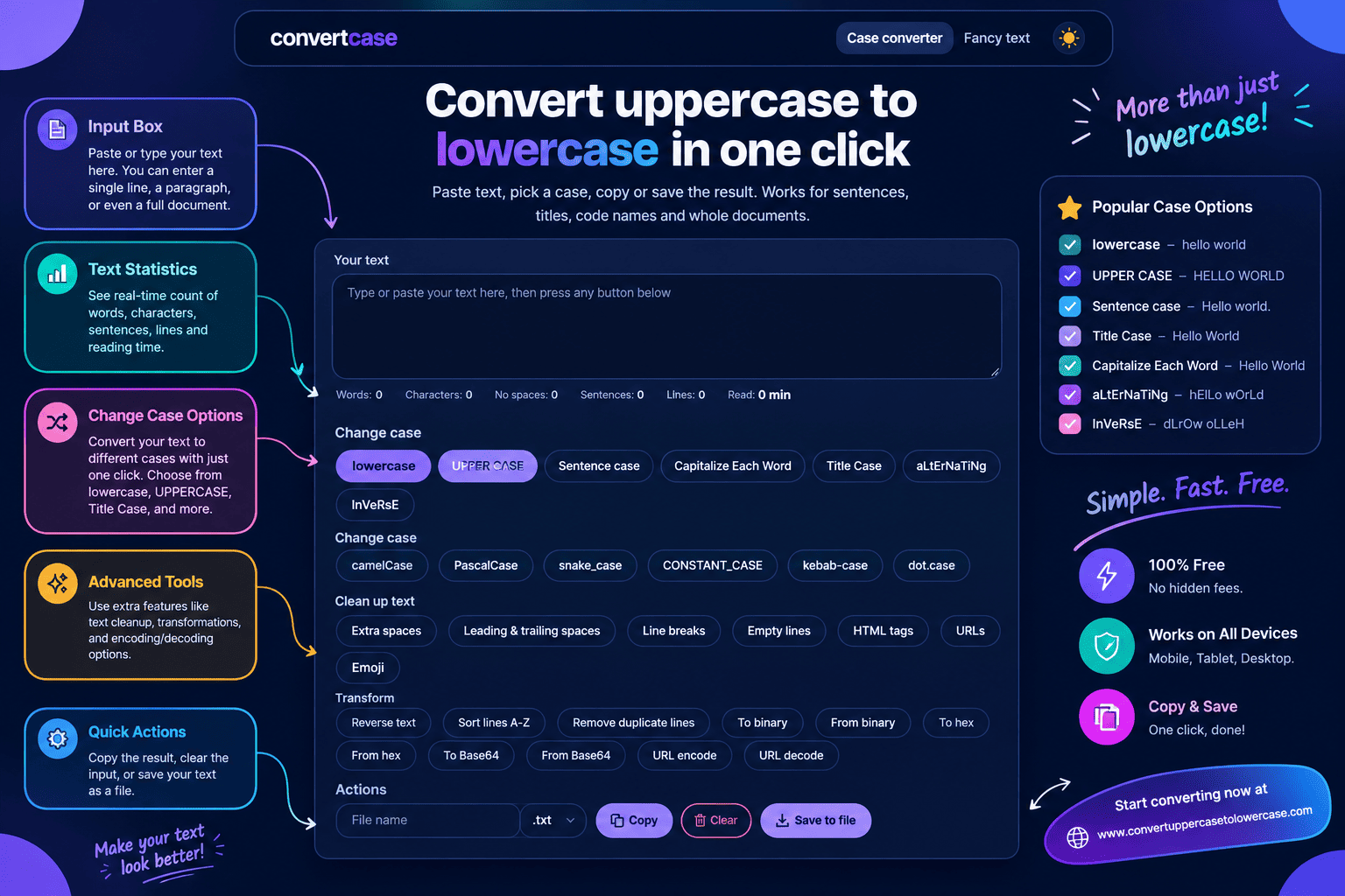 Convert Uppercase to Lowercase